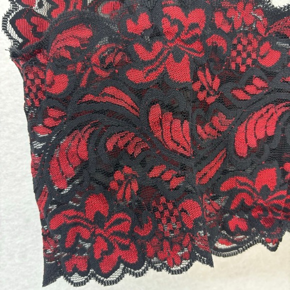 Frederick's of Hollywood Lace Bralette L Black Red Floral Whimsigoth Dark Fairy - Picture 5 of 8